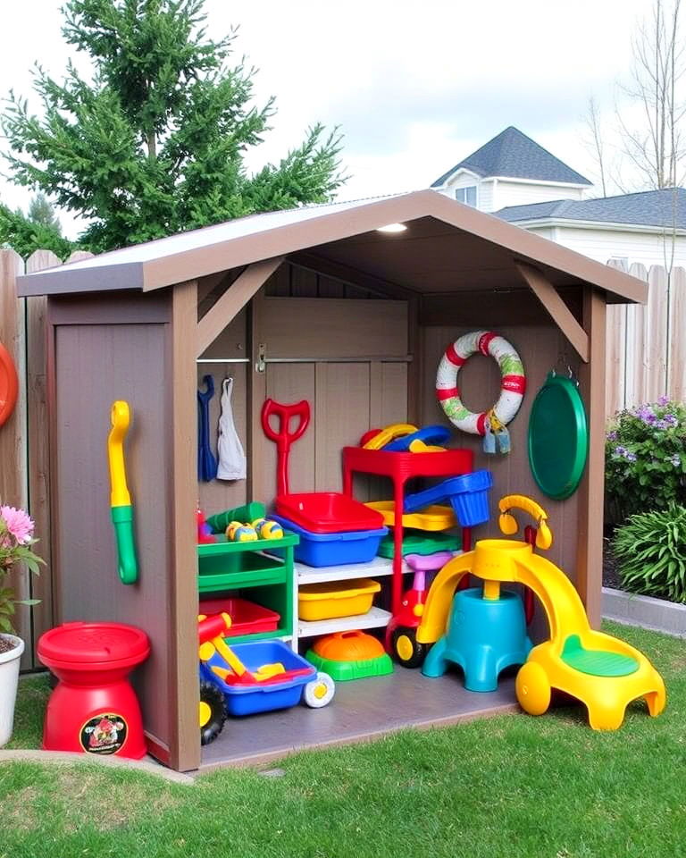 outdoor toy shelters storage solution - 25 Outdoor Toy Storage Ideas