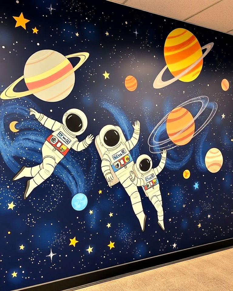 outer space classroom mural - 40 School Mural Ideas