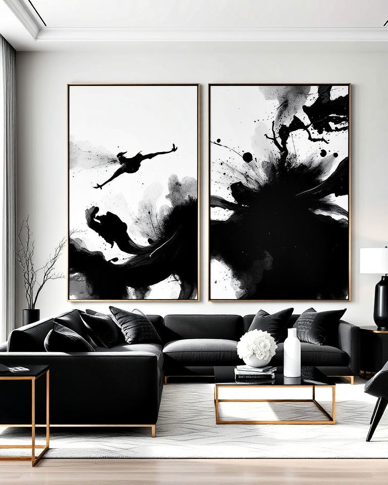 oversized abstract artwork for living room - 20 Luxury Black and White Living Room Ideas