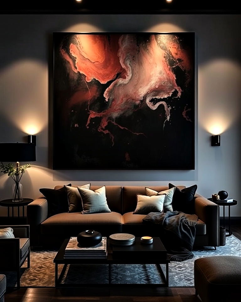 oversized artwork for moody interior - 25 Moody Interior Design Ideas