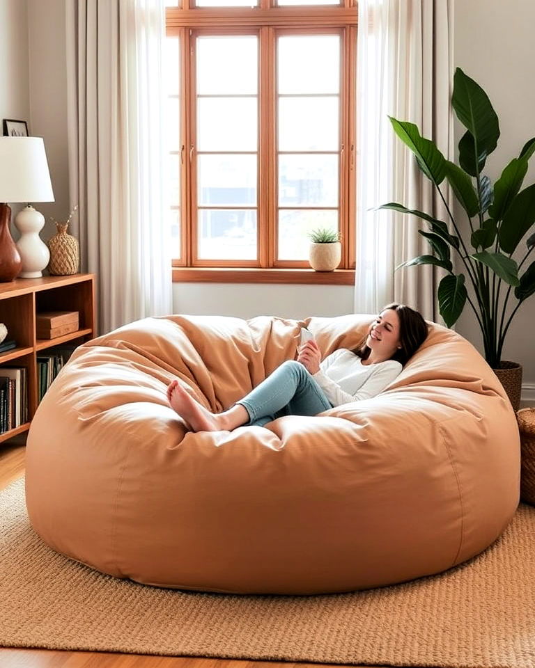 oversized bean bag loungers - 30 Floor Seating Ideas