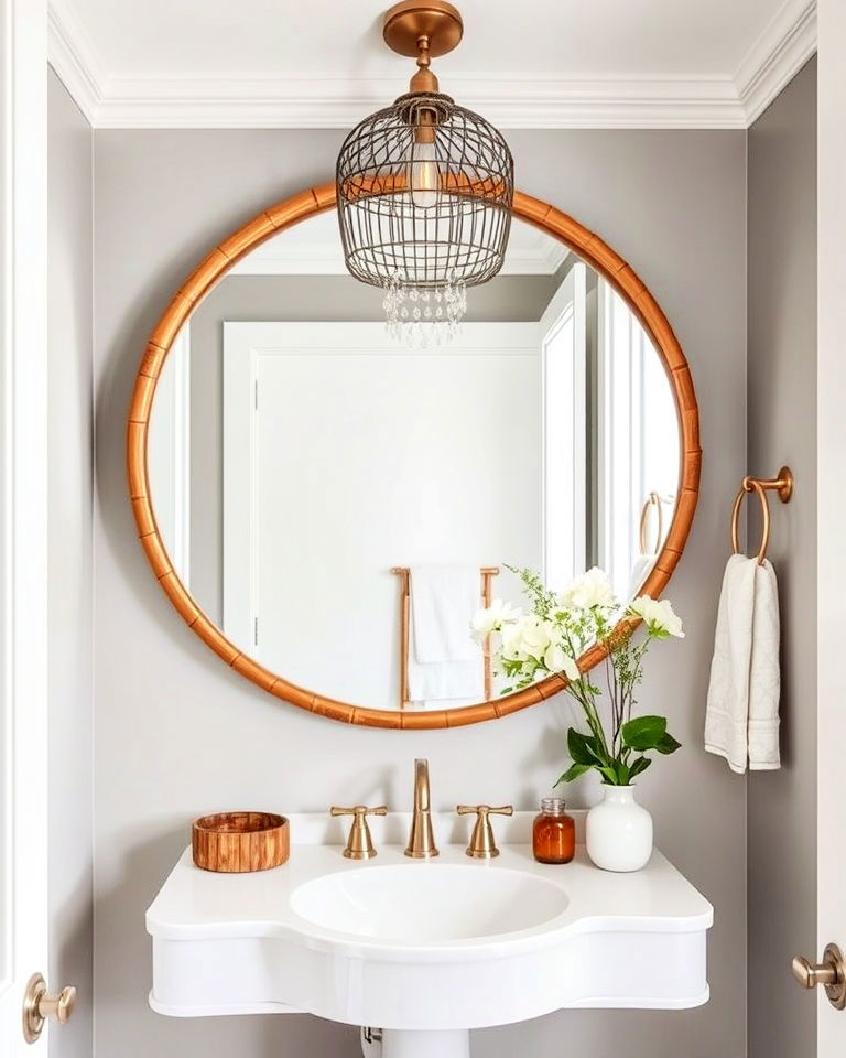 oversized mirror eclectic powder room oversized mirror eclectic powder room - 15 Eclectic Powder Room Ideas