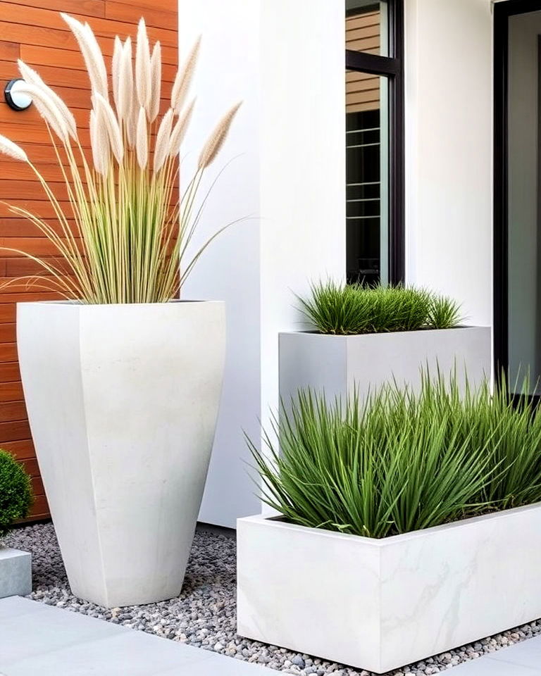 oversized planters with clean designs - 20 Minimalist Landscaping Ideas