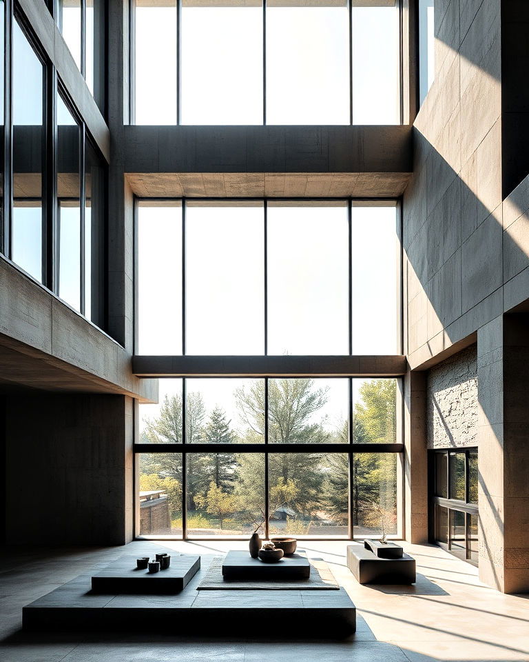 oversized windows and natural light - 15 Brutalism Interior Design Ideas