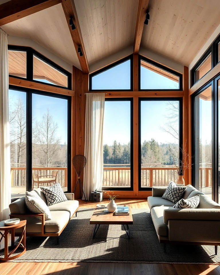 oversized windows for natural light - 20 Rustic Scandinavian Living Room Ideas