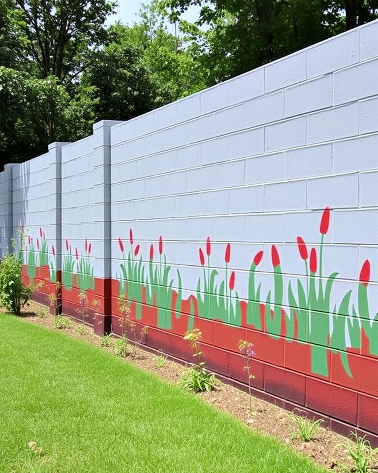 painted concrete block wall painted concrete block wall - 15 Concrete Block Fence Ideas