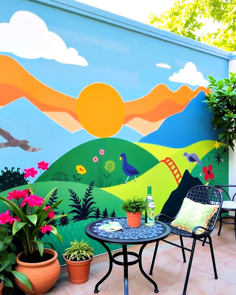 painted murals accent wall - 20 Outdoor Accent Wall Ideas