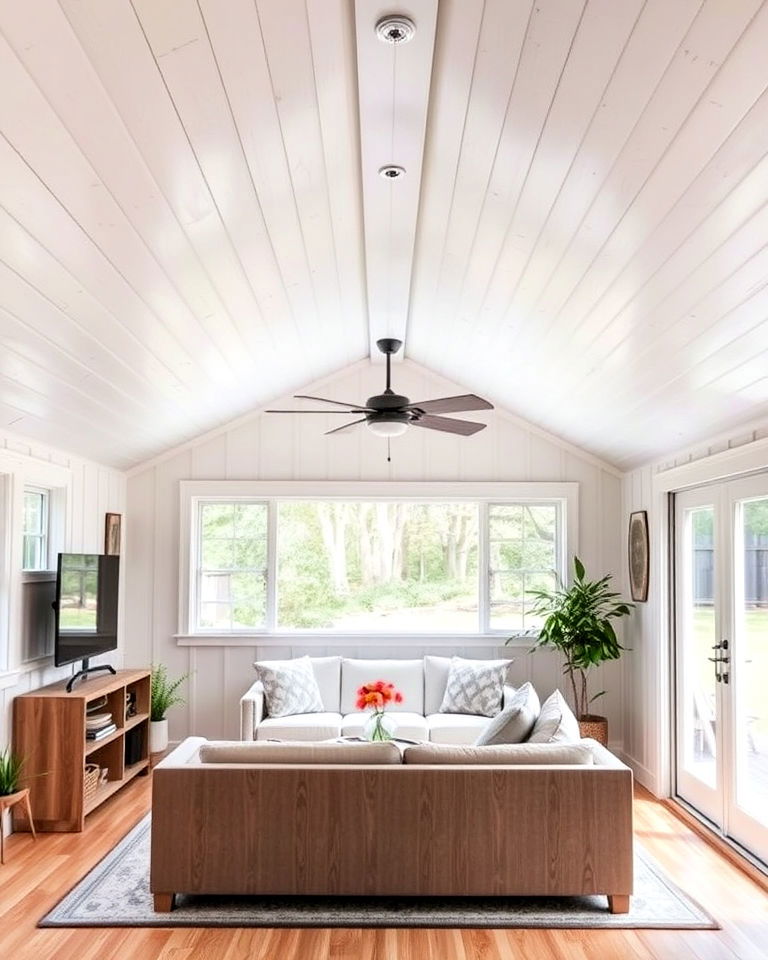 painted plywood panels shed ceiling - 15 Shed Ceiling Ideas