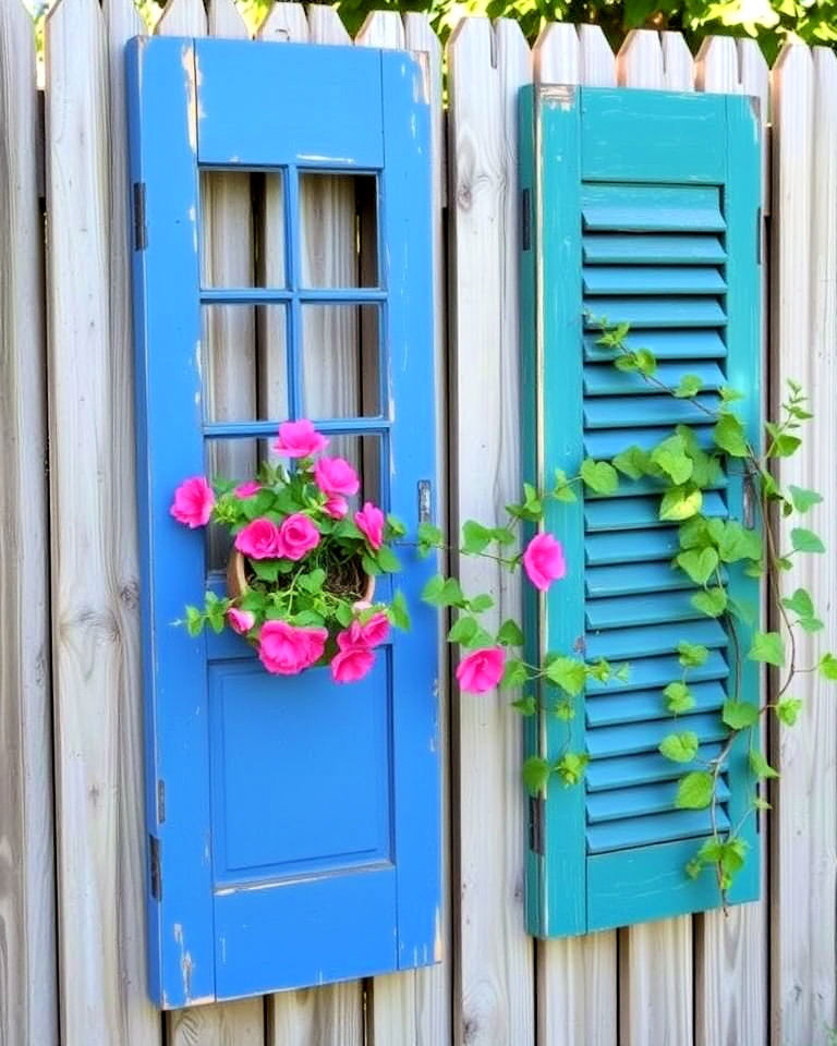 painted shutter panels for fence - 20 Fence Art Ideas