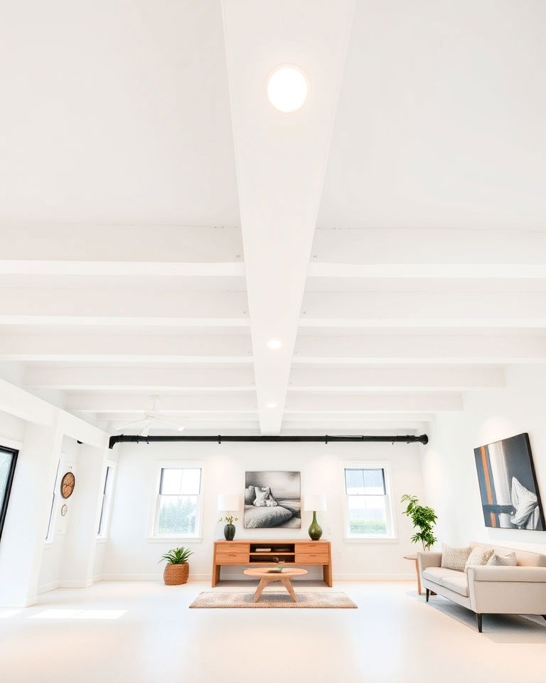 painted white exposed basement ceiling painted white exposed basement ceiling - 20 Exposed Basement Ceiling Ideas