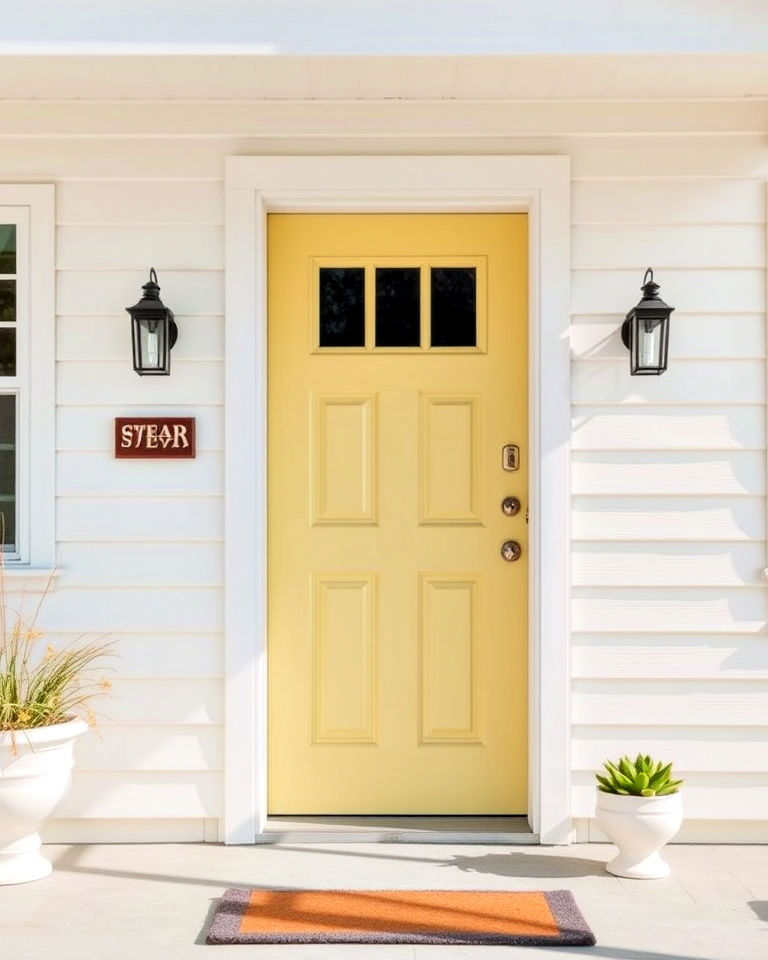 pale yellow front door color - 25 Mid Century Front Door Colors