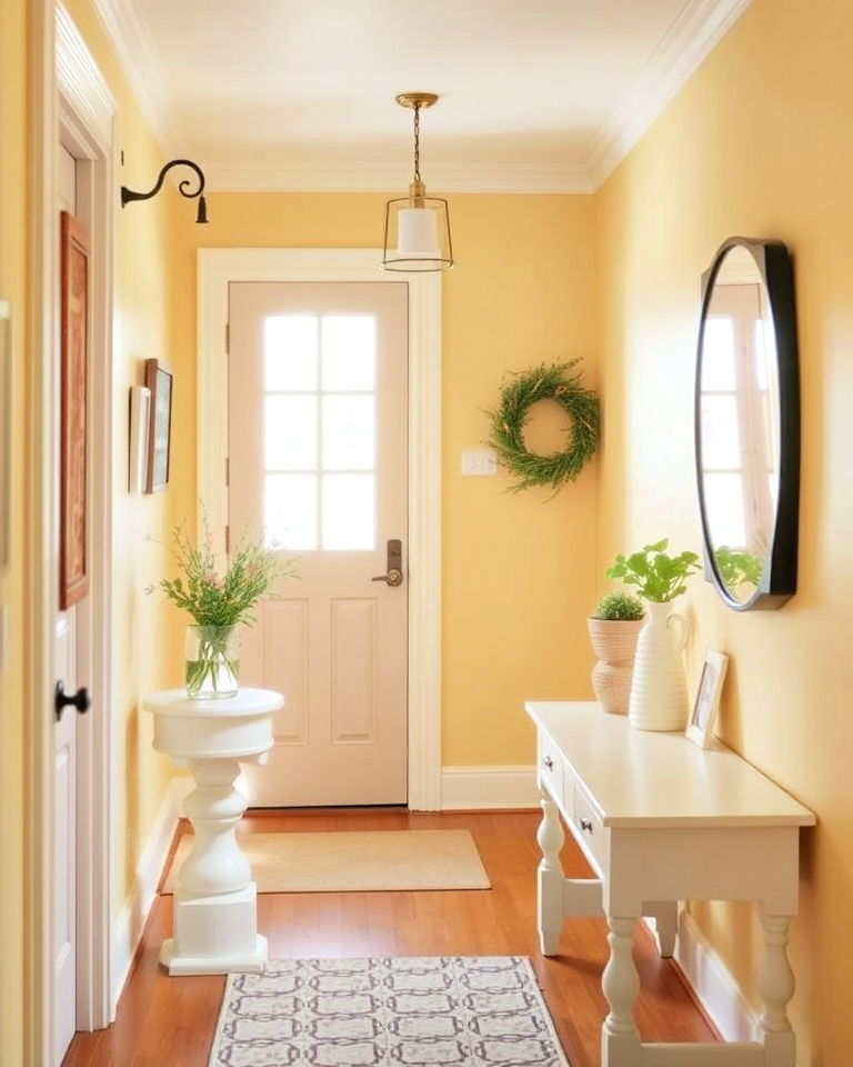 pale yellow hallway paint for cheerful warmth - 25 Hallway Paint Colors