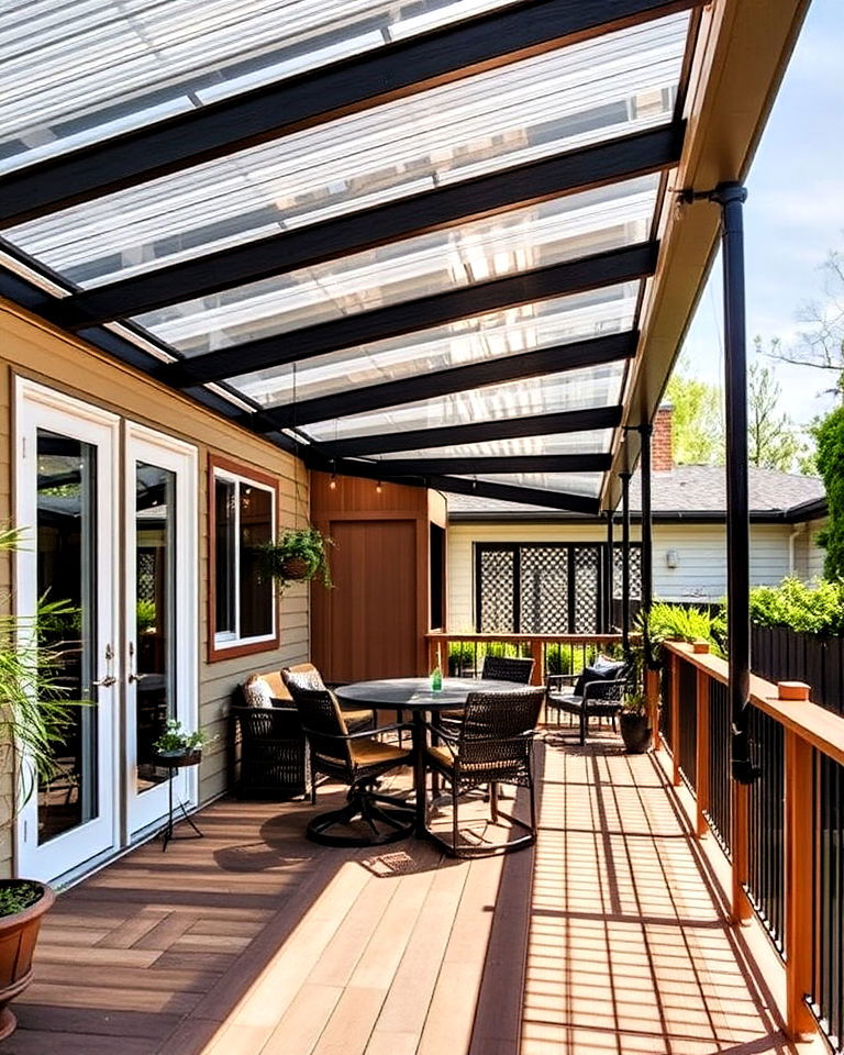 partial roof cover - 20 Mobile Home Deck Ideas