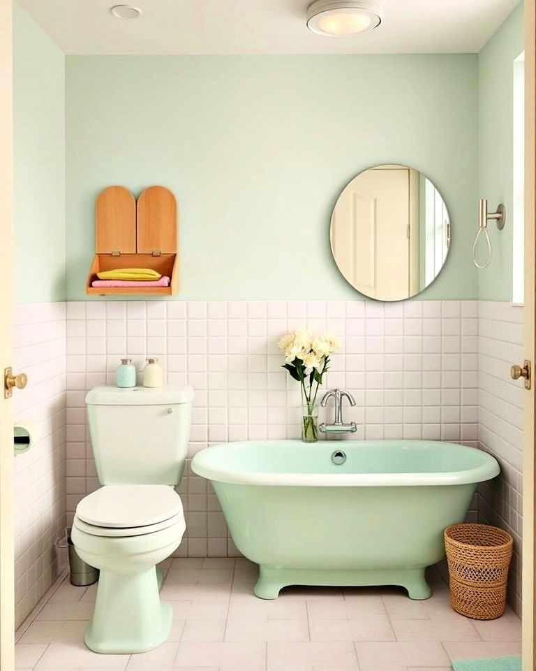 pastel colored fixtures for bathroom - 15 1960s Bathroom Ideas