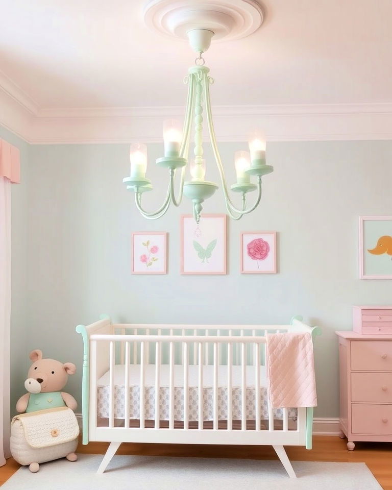 pastel colored nursery chandelier - 15 Nursery Chandelier Ideas