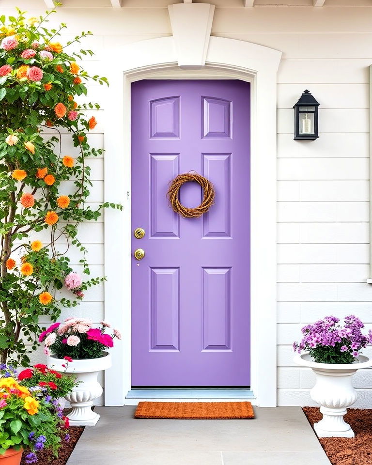 pastel purple front door for cheerful simplicity - 25 Purple Front Door Ideas