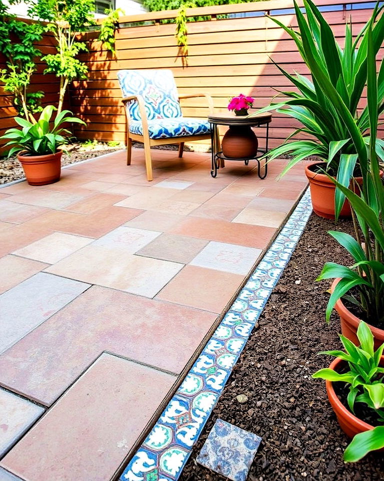 patio decorative tile edging - 20 Patio Edging Ideas