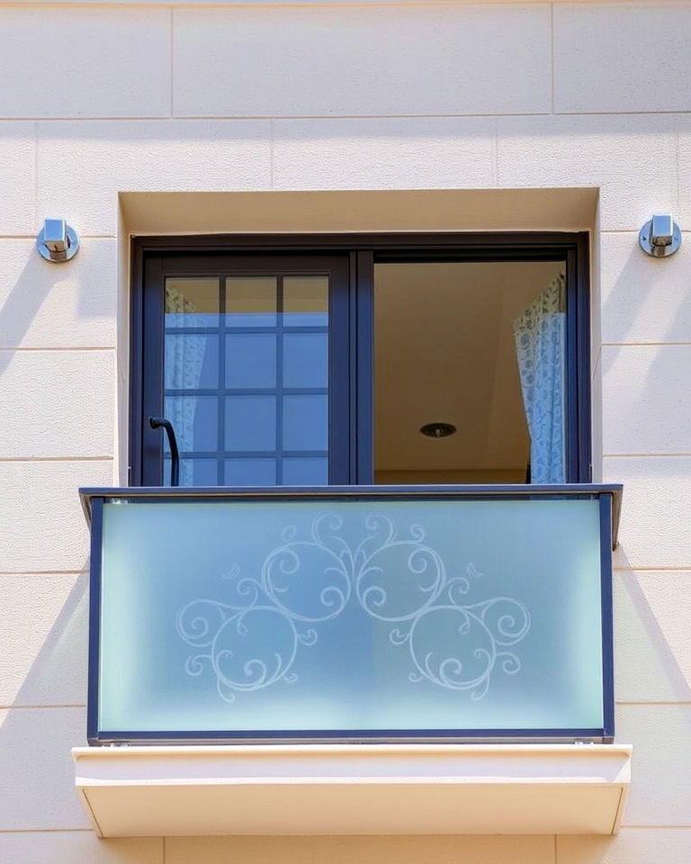 patterned frosted glass balcony - 20 Juliet Balcony Ideas