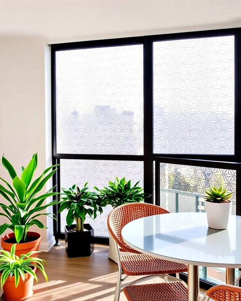 patterned vinyl coated glass panels - 20 Glass Balcony Design Ideas