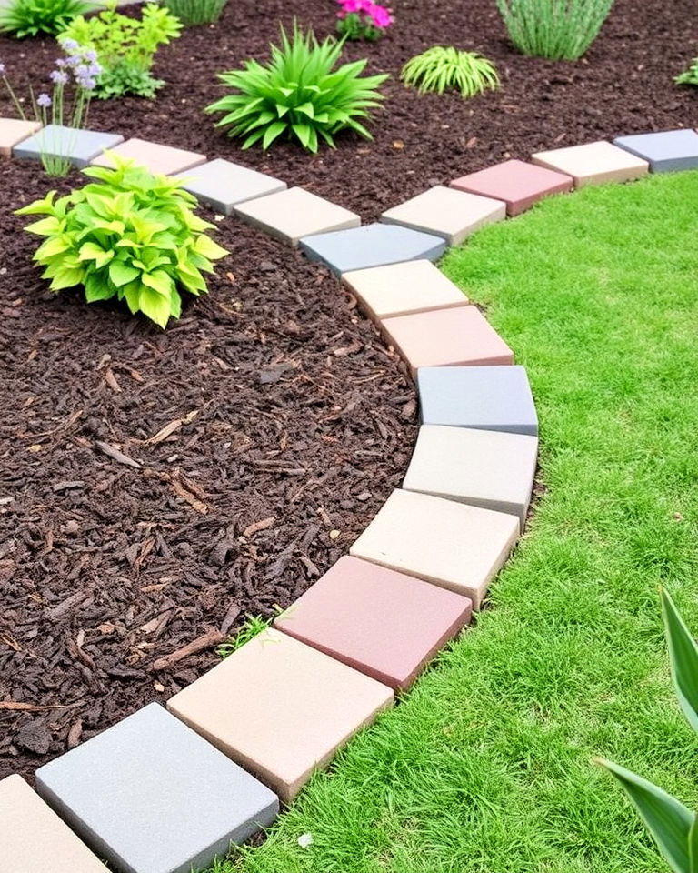paver stone mulch edging - 15 Mulch Edging Ideas