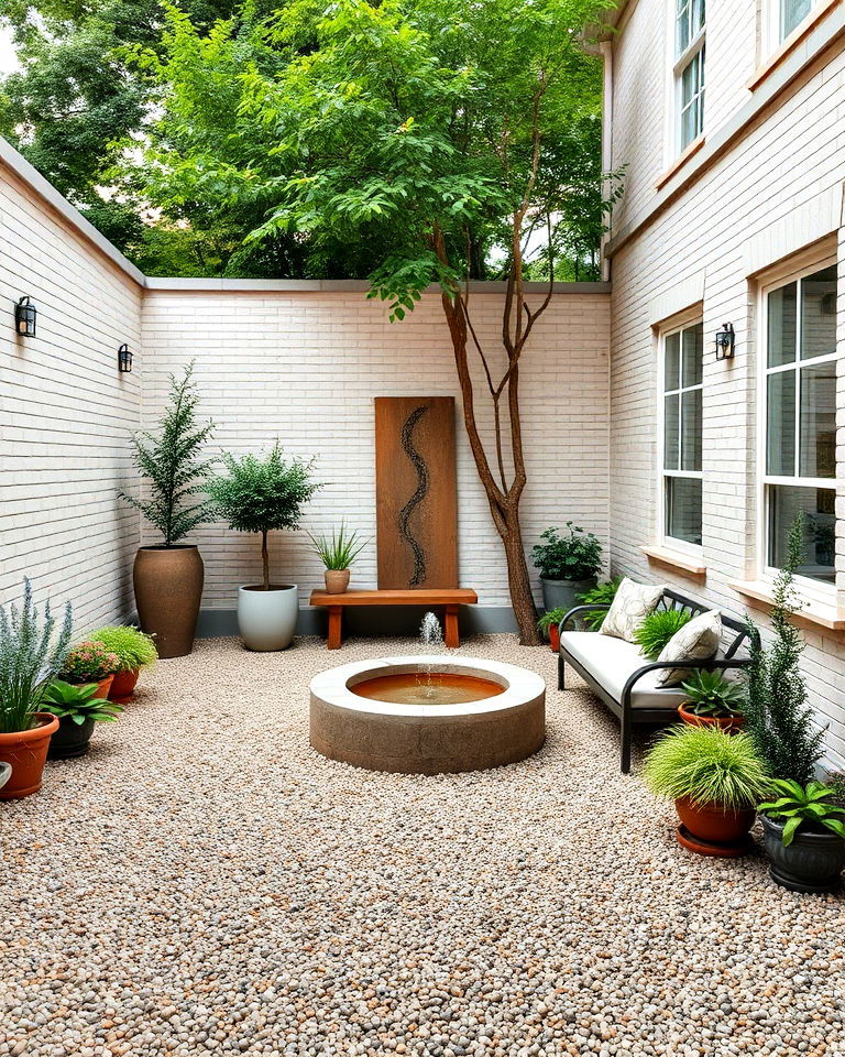 pea gravel into a courtyard design - 20 Pea Gravel Landscaping Ideas
