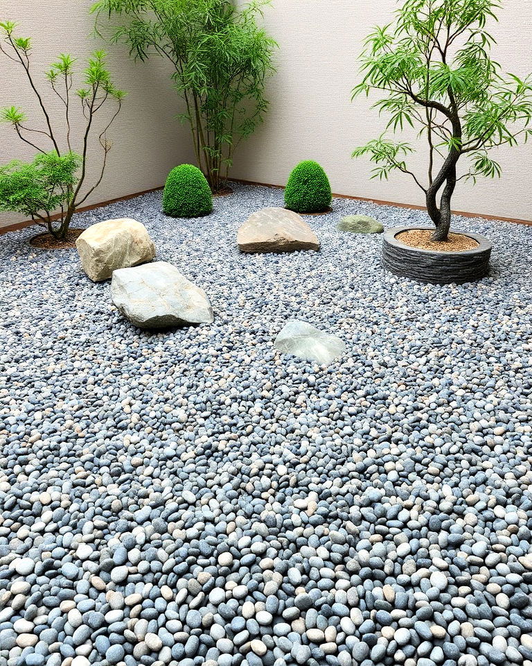 pea gravel into a minimalist zen garden - 20 Pea Gravel Landscaping Ideas