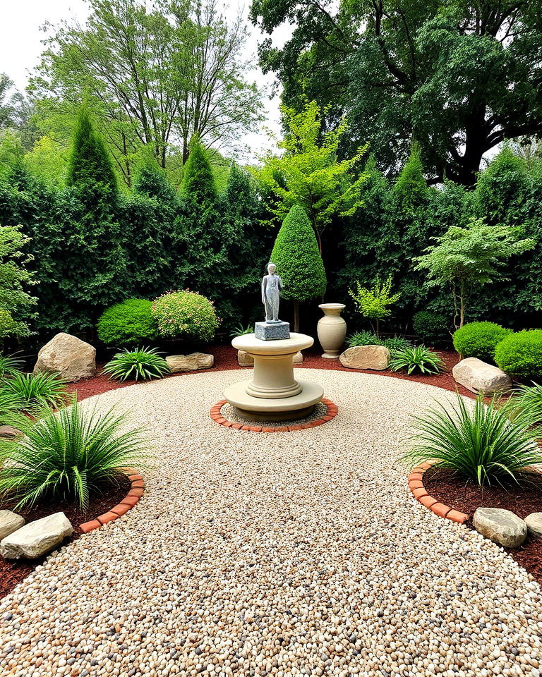 peaceful meditation circle using pea gravel - 20 Pea Gravel Landscaping Ideas