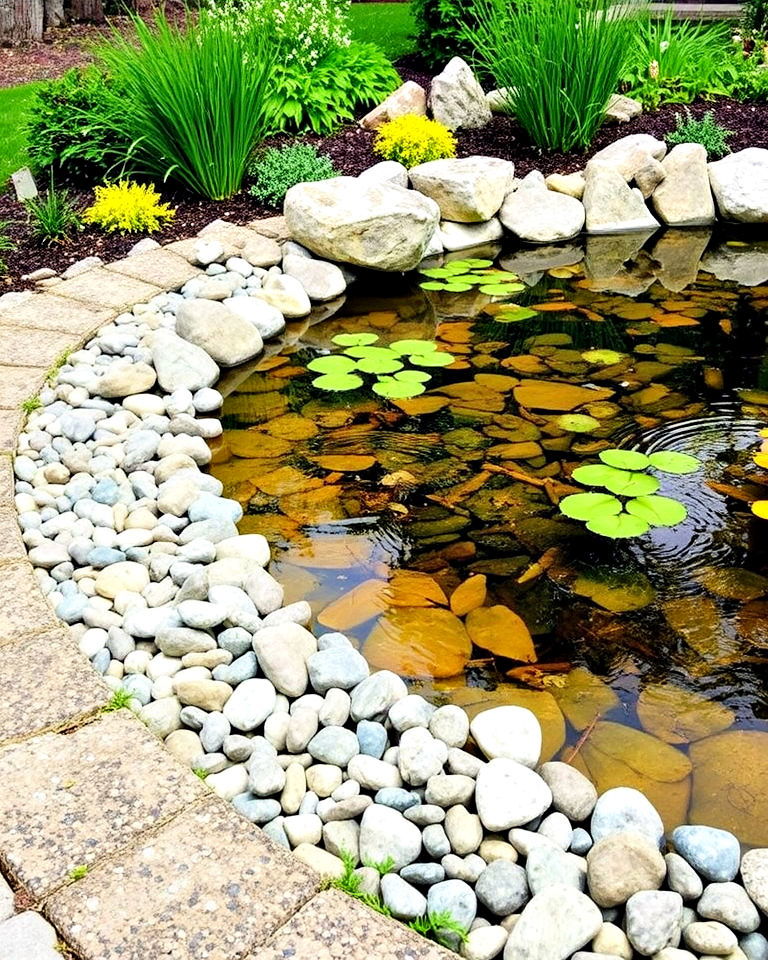 pebble and cobblestone edging - 20 Pond Edging Ideas