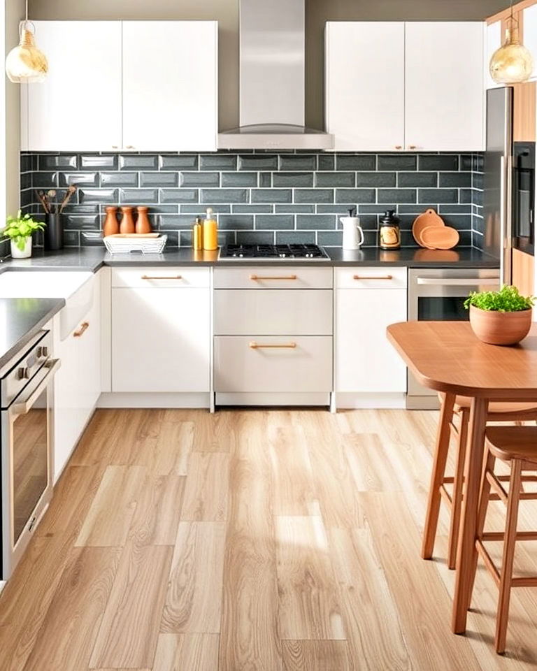 peel and stick vinyl tiles for kitchen - 25 Vinyl Kitchen Flooring Ideas