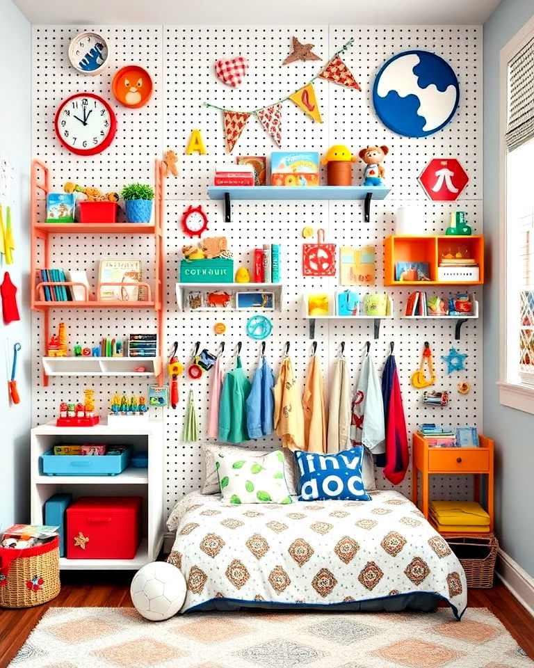 pegboard accent wall for kids room - 25 Kids Room Accent Wall