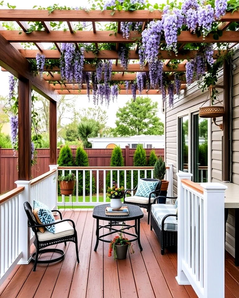 pergola covered deck - 20 Mobile Home Deck Ideas