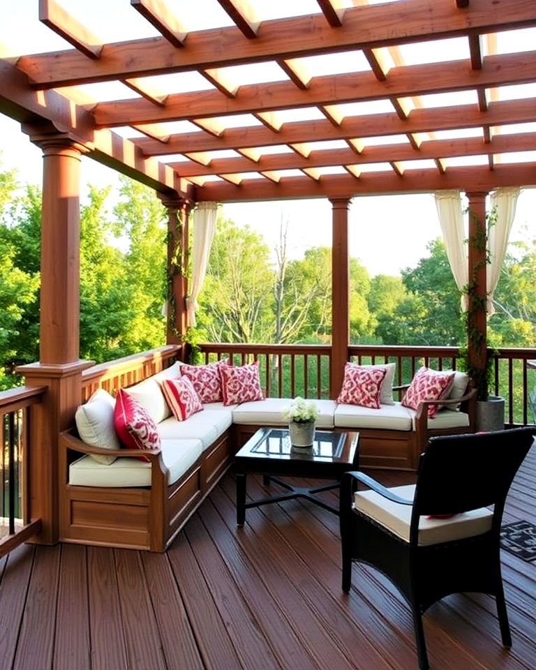 pergola integrated seating - 20 Deck Seating Ideas