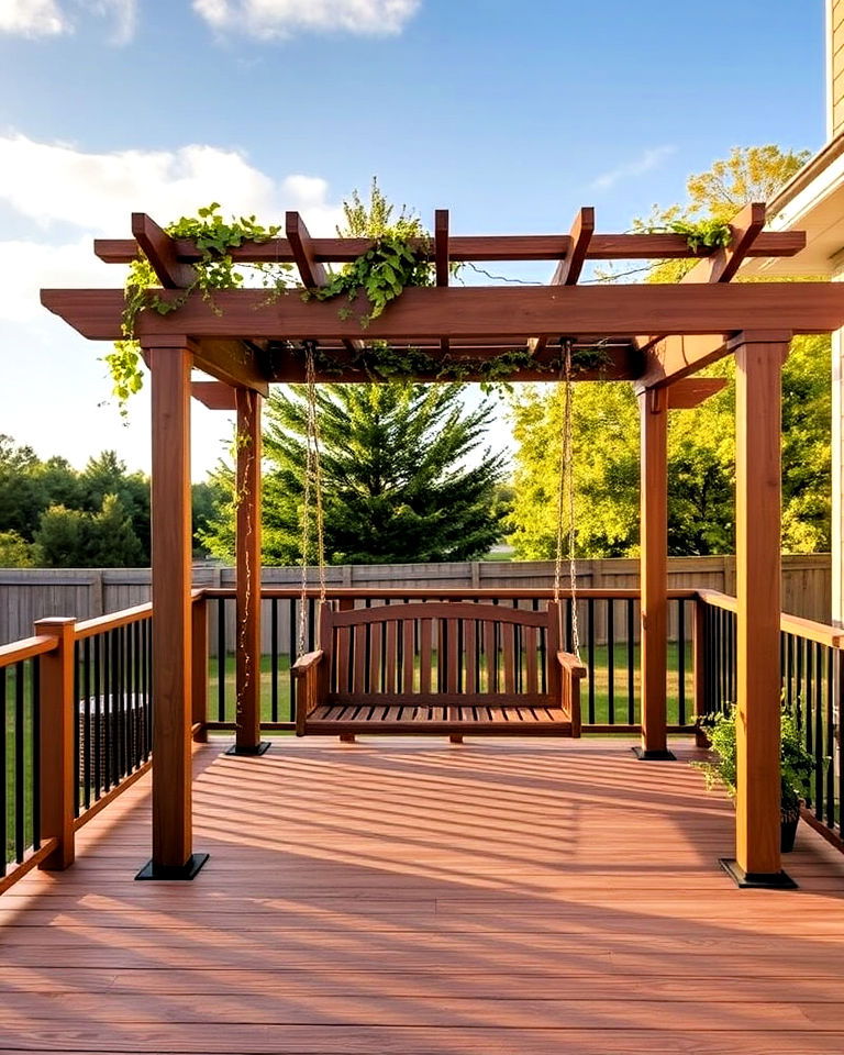 pergola with swing platform deck - 25 Platform Deck Ideas