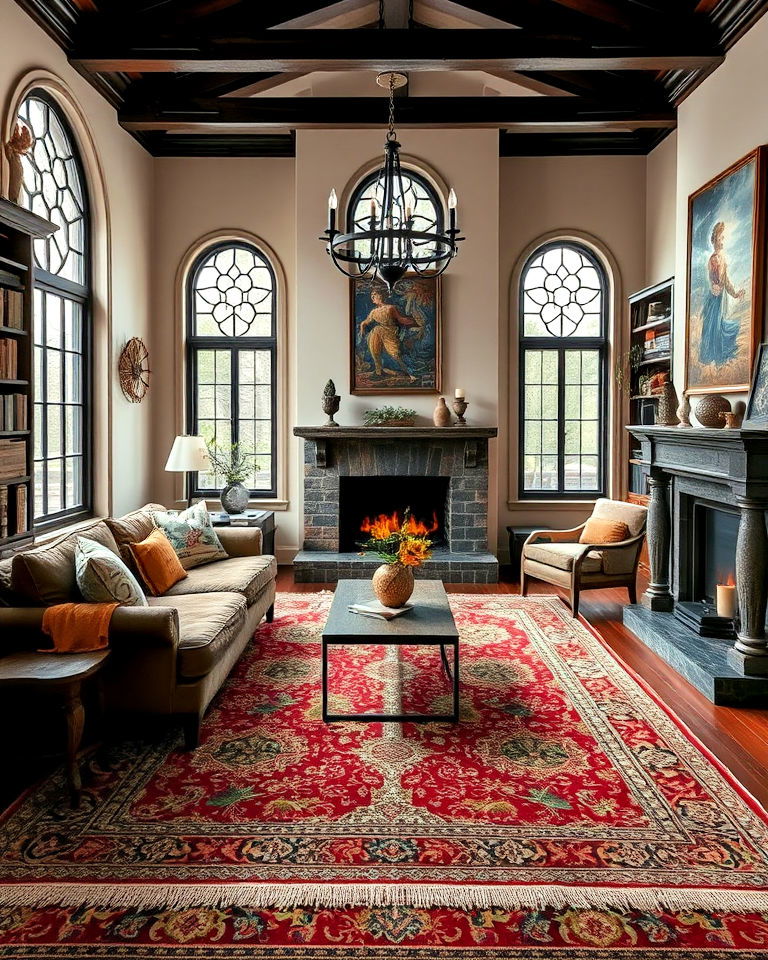 persian rugs for dark academia house - 25 Dark Academia House Ideas
