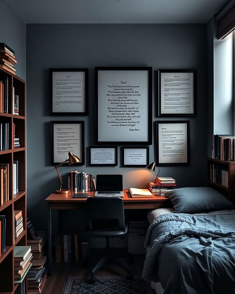 personal literary touches dorm room - 15 Dark Academia Dorm Room Ideas