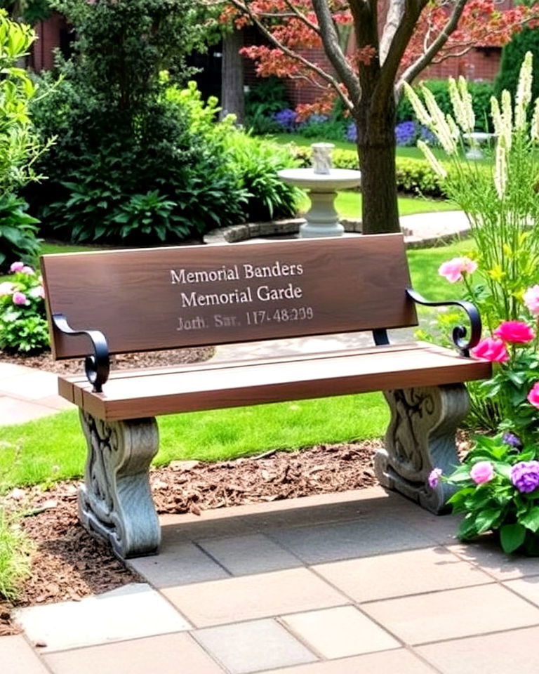 personalized memorial bench - 30 Memorial Garden Ideas