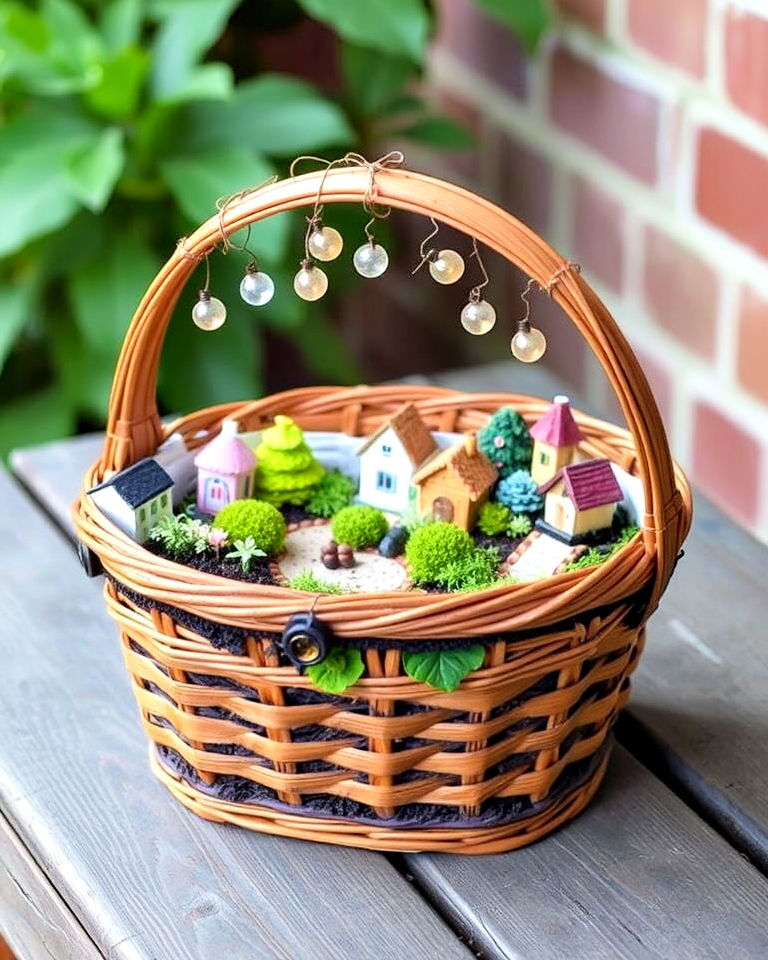 picnic basket fantasy fairy garden container - 20 Fairy Garden Container Ideas