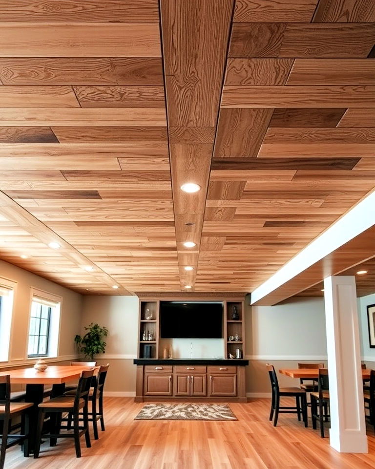 plank style basement ceiling plank style basement ceiling - 20 Exposed Basement Ceiling Ideas