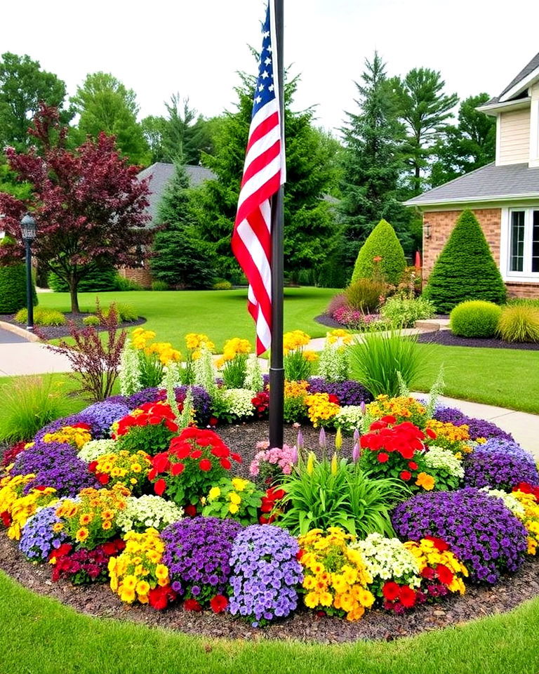 plant a ring of perennials landscaping - 20 Residential Flag Pole Landscaping Ideas