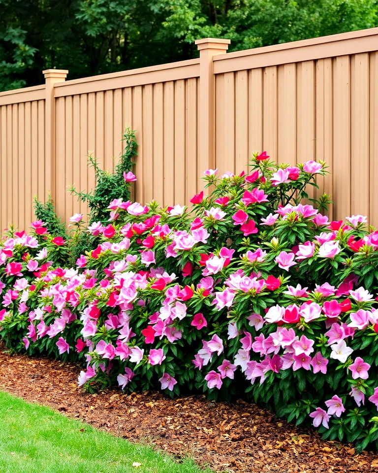 plant azaleas along a fence line - 15 Azalea Garden Ideas