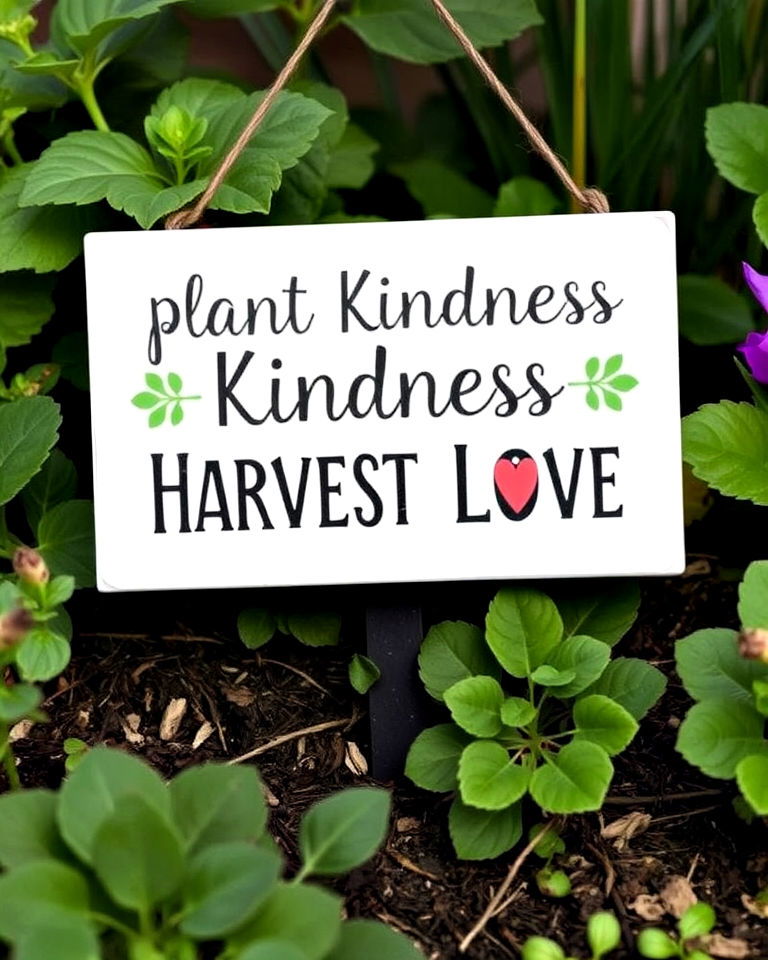 plant kindness harvest love sign - 20 Garden Sign Ideas