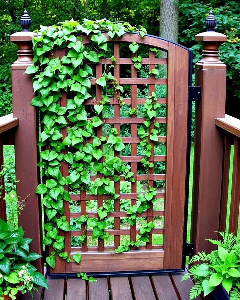plant trellis deck gate - 25 Deck Gate Ideas
