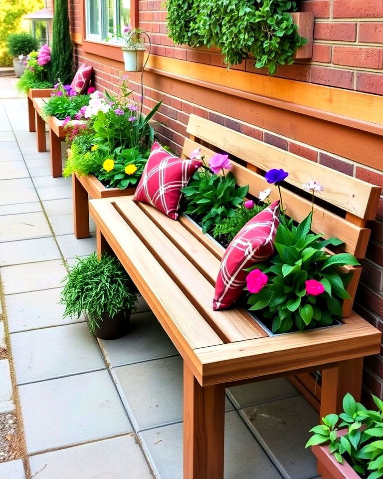 planter benches for dual purpose - 25 Planter Box Ideas