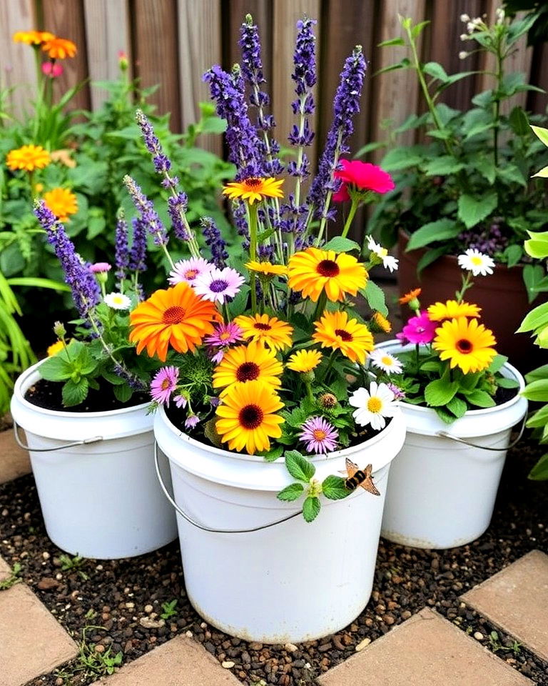 planting a bucket pollinator garden - 15 Bucket Garden Ideas