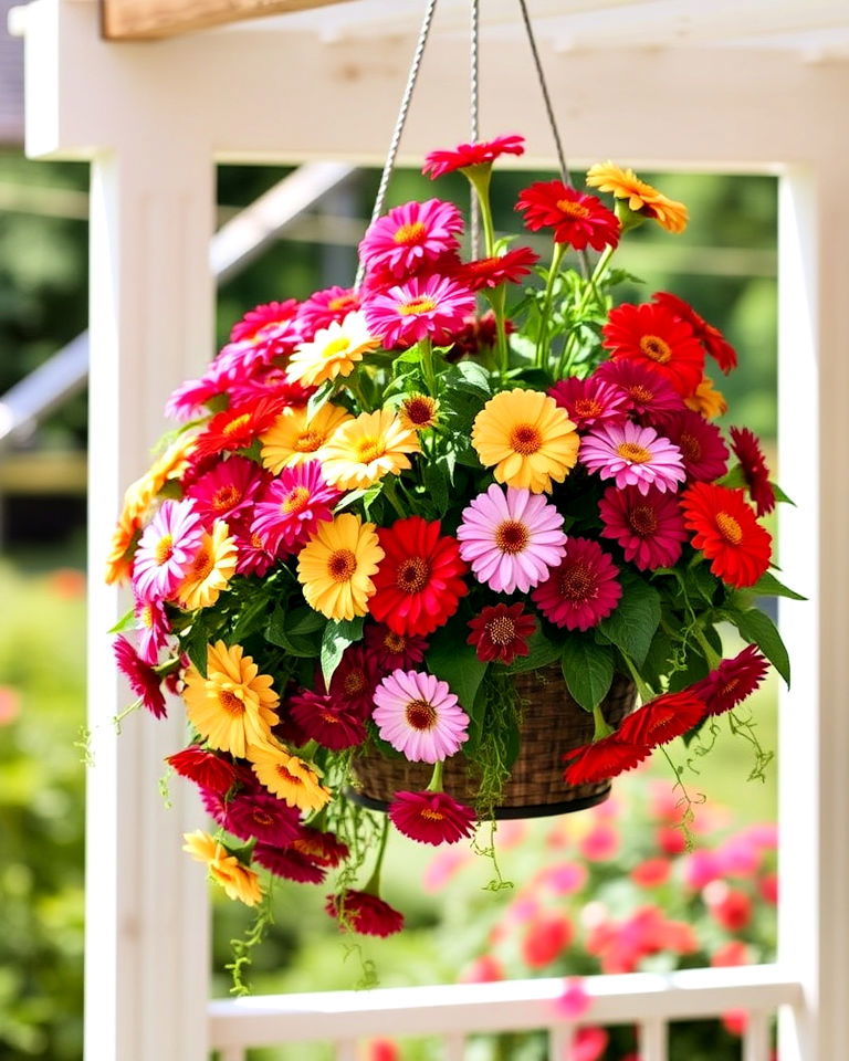 planting zinnias in hanging baskets - 20 Zinnia Garden Ideas