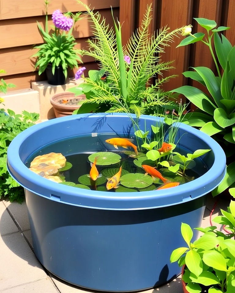 plastic storage bin pond - 15 Container Fish Pond Ideas