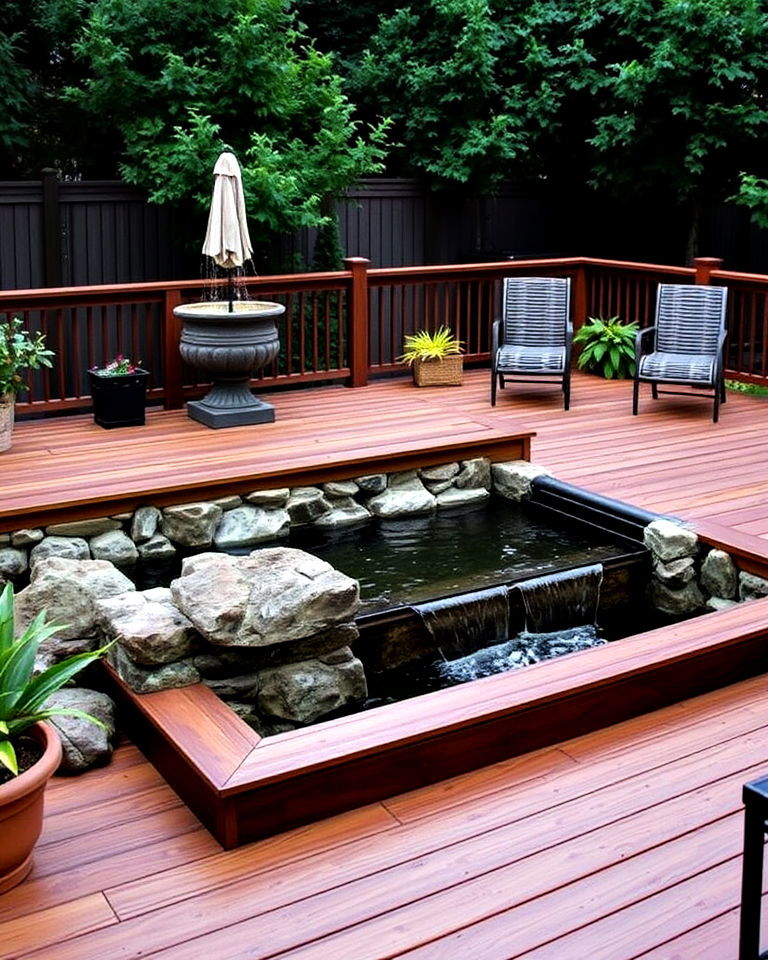 platform deck with water feature - 25 Platform Deck Ideas