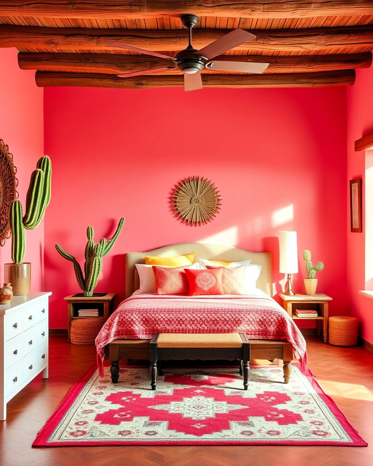 playful coral pink bedroom - 20 Mexican Interior Paint Colors