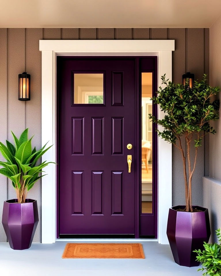 plum purple front door color - 25 Mid Century Front Door Colors