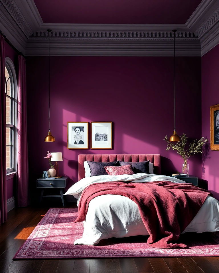 plum purple wall bedroom - 15 Dark Academia Wall Colors